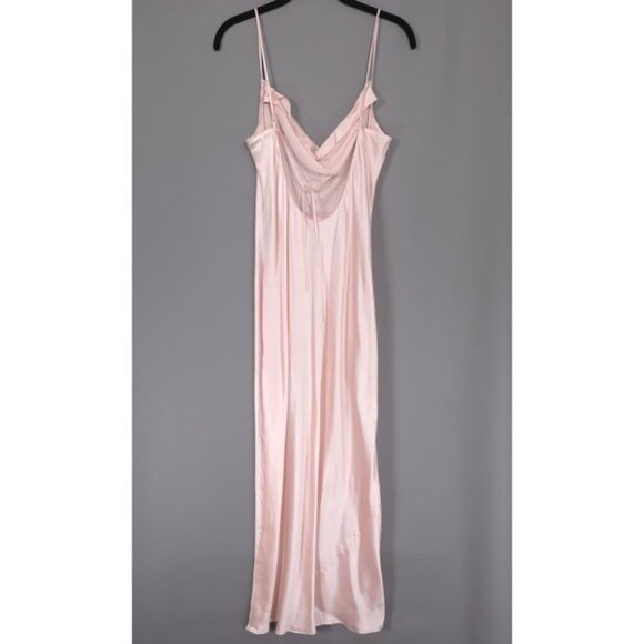 VICTORIA'S SECRET Vintage 100% SILK Charmeuse Maxi Slip Dress MEDIUM Blush Pink - Picture 2 of 10